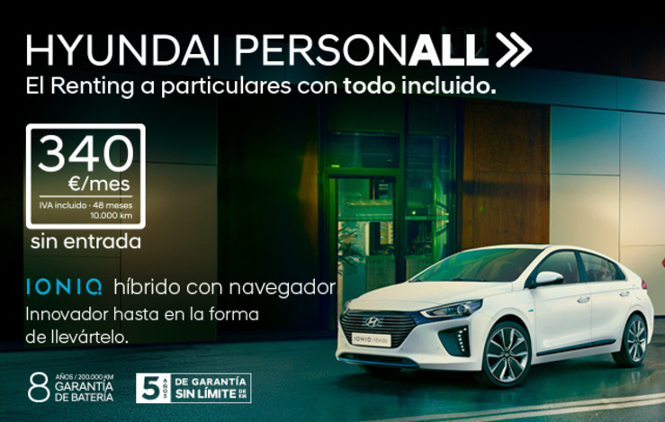 Nuevo programa Renting para particulares Hyundai PersonALL con Hyundai Ioniq
